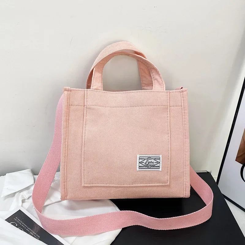 Vintage Corduroy Crossbody Tote Bag – Retro Casual Shoulder Purse for Women
