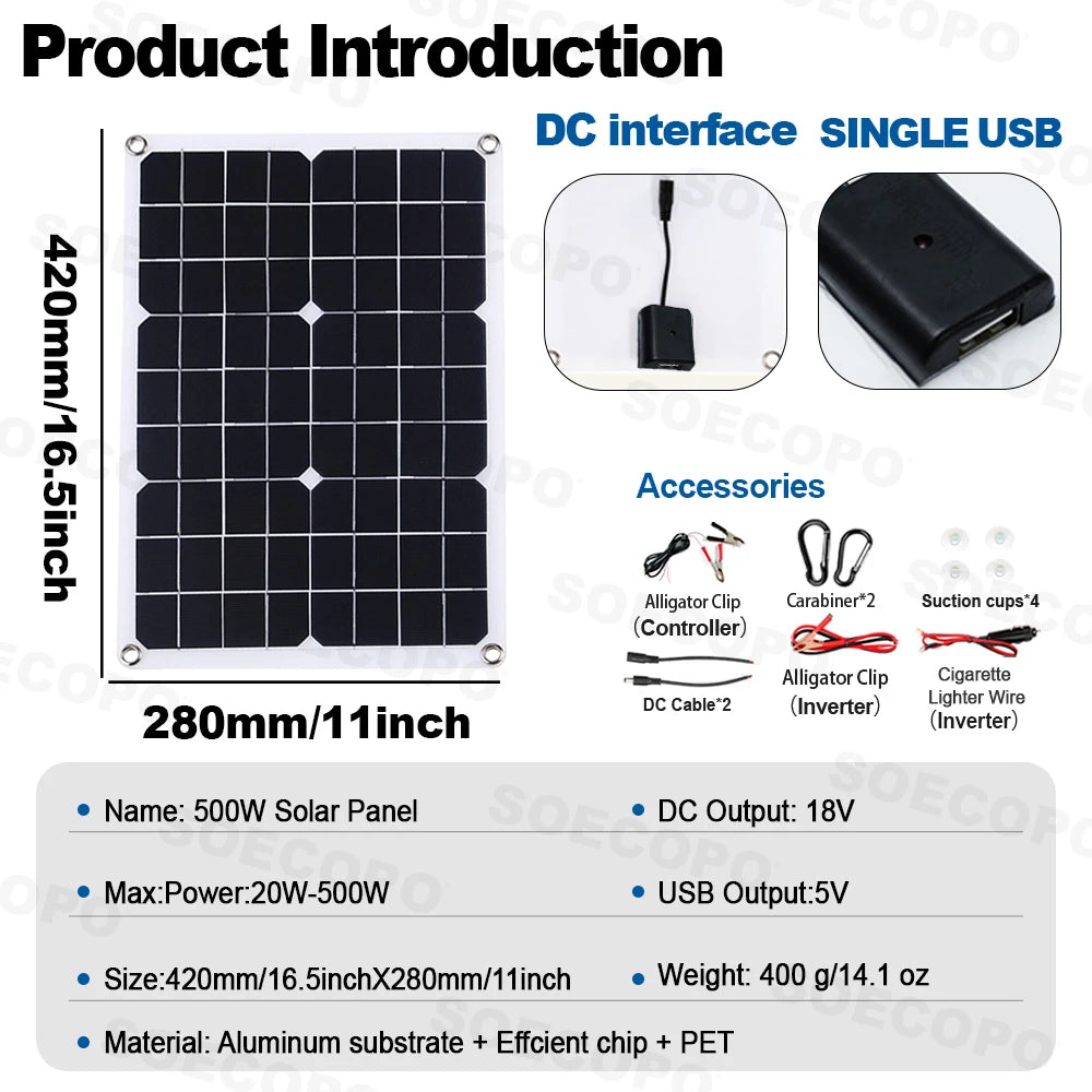 Off-Grid Solar Kit – 10000W Inverter, 500W Solar Panels, 100A Controller, DC 12V/24V to AC 110V/220V
