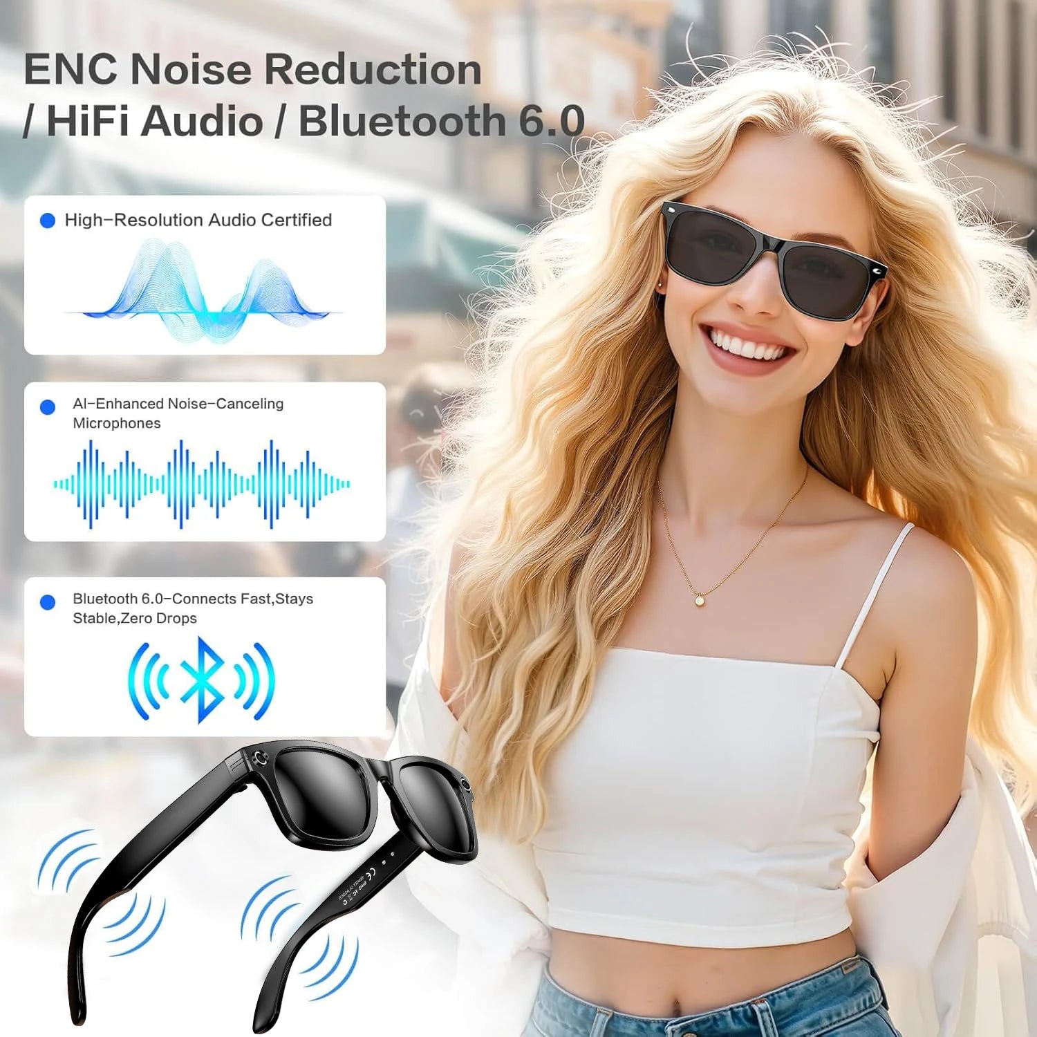 800W Camera AI Smart Glasses — Color-Changing Lenses, AI Translation, HD Video & Waterproof Calling