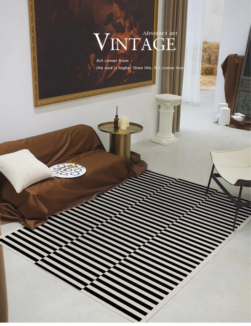 French Retro Checkerboard Plush Rug – Large Area Plaid Carpet for Bedroom & Living Room, 20 Styles & 10 Sizes
