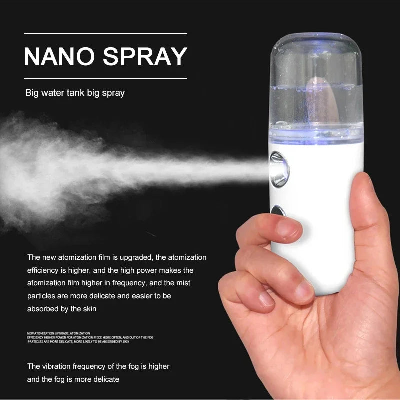 Portable Nano Mist Facial Steamer — USB Rechargeable Deep Hydration Skin Care for Home & Travel