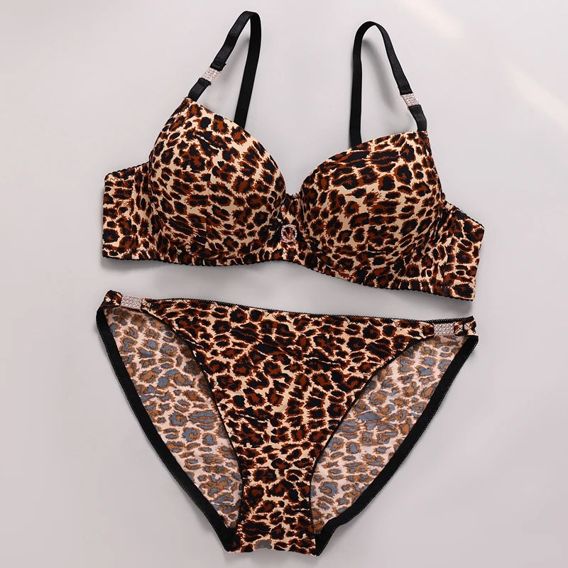 Sexy Leopard Print Push-Up Bra & Underwear Set
