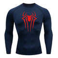 Men's Spider Print Compression Long Sleeve Shirt — Graphic Performance Base Layer