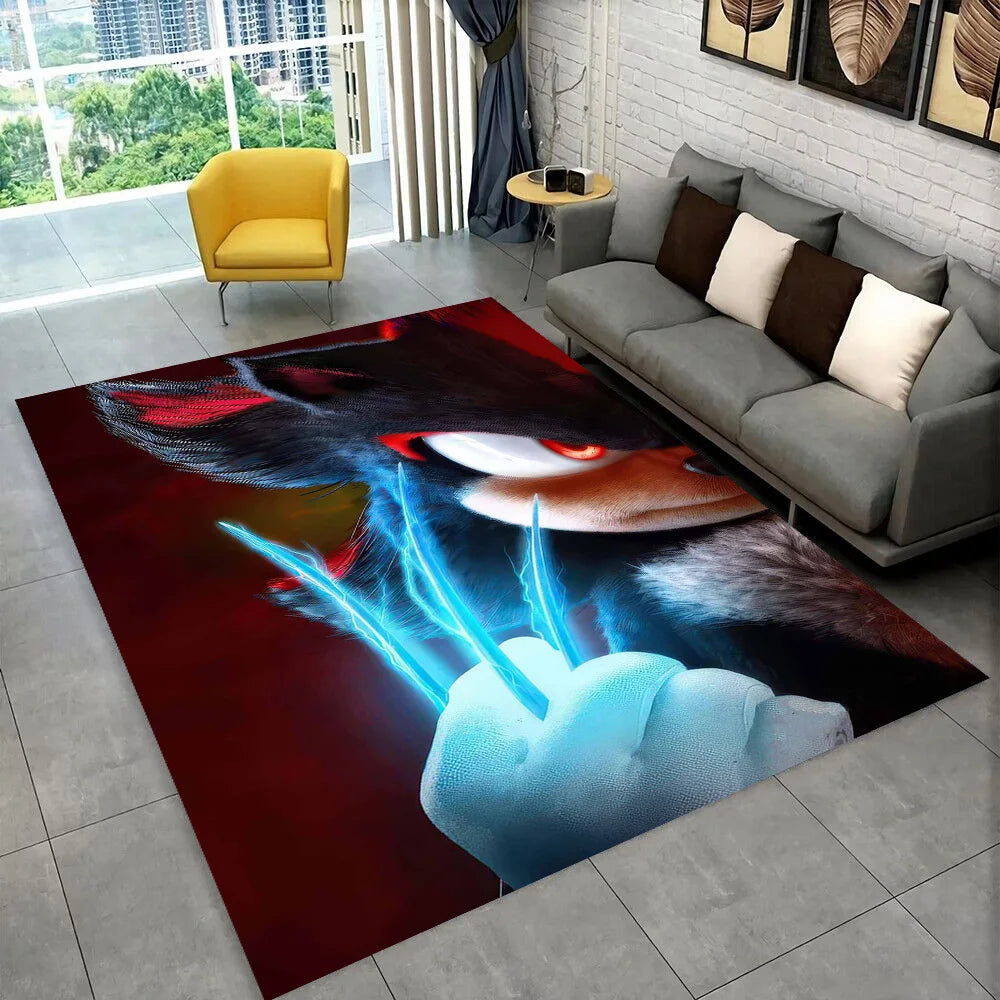 3D Retro Sonic Area Rug – Non-Slip Kids Carpet for Bedroom, Living Room & Playroom