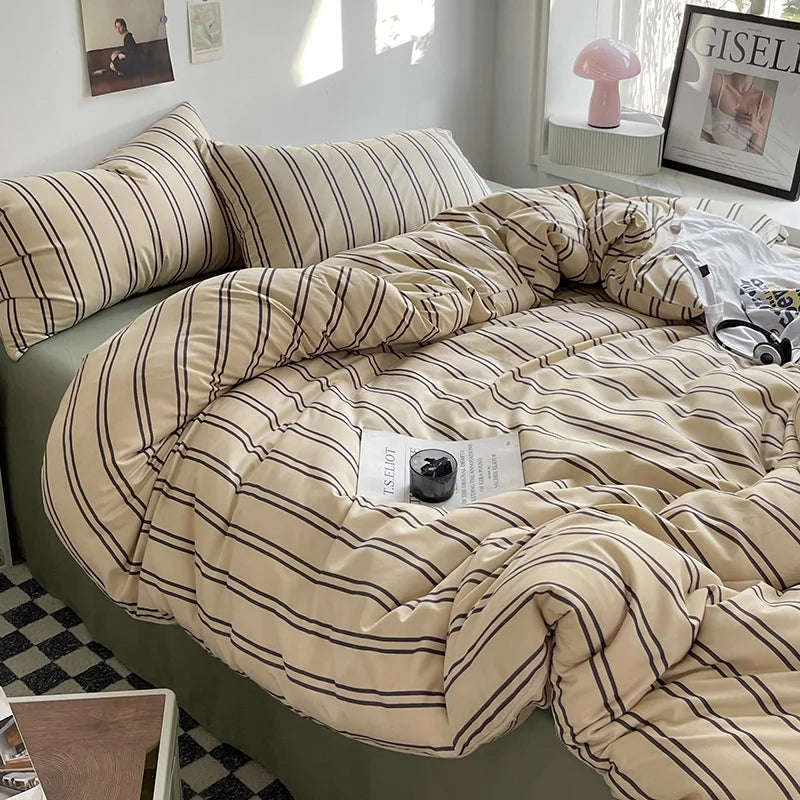 Stripe Bedding Comforter Set – Duvet Cover, Bed Sheet & Pillowcase, Single to King