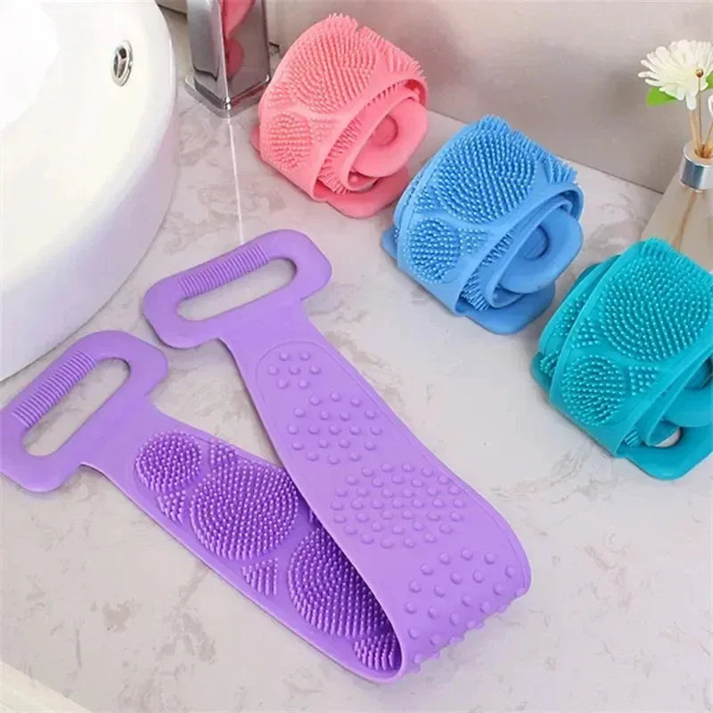 Silicone Back Scrubber Belt – Body Exfoliating Shower Brush & Massage Strap, 60cm