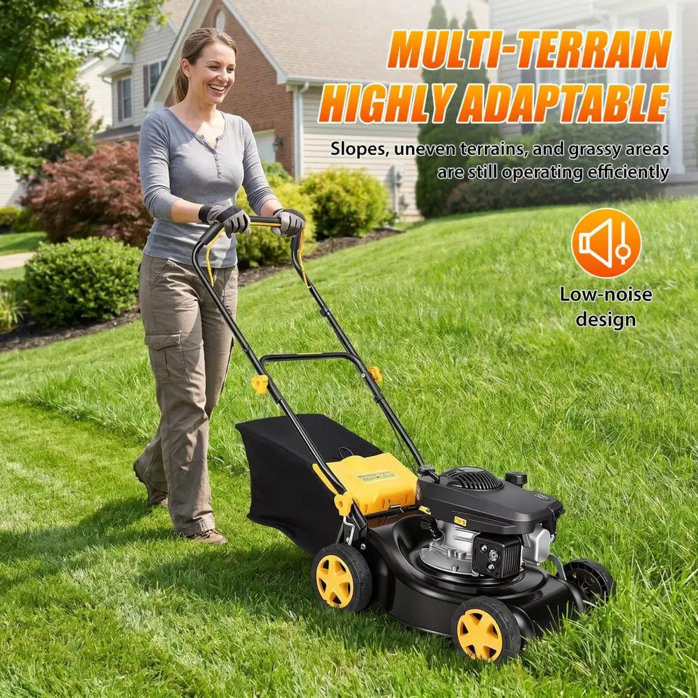 16-Inch Gas Lawn Mower | 4-Stroke Air-Cooled Engine, 3-in-1 Self-Propelled, 45L Grass Tank, 8-Position Height Adjustment