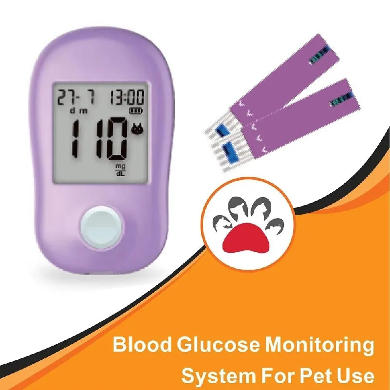 Pet Blood Glucose Meter – Professional Blood Glucose Monitoring System for Diabetic Dogs & Cats Diabetes Management