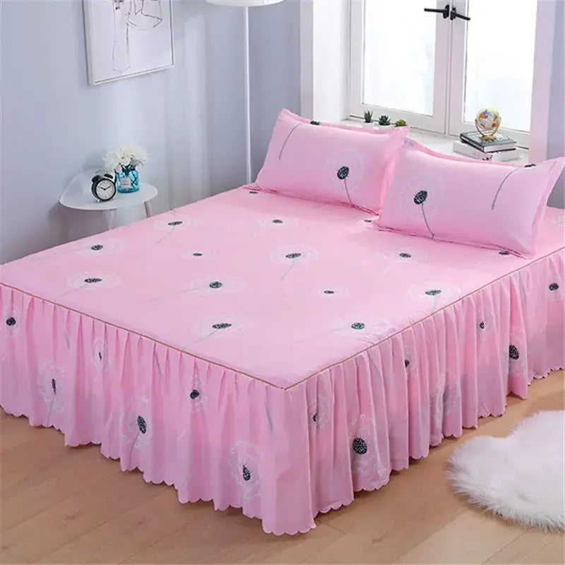 Cotton Quilted Bed Skirt – Double-Thickened Non-Slip Breathable Mattress Cover