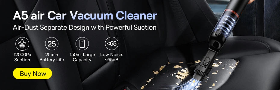 Baseus Mini Handheld Car Vacuum – 6000Pa Powerful Suction, Blow & Vacuum 2-in-1 for Car, Home & Office