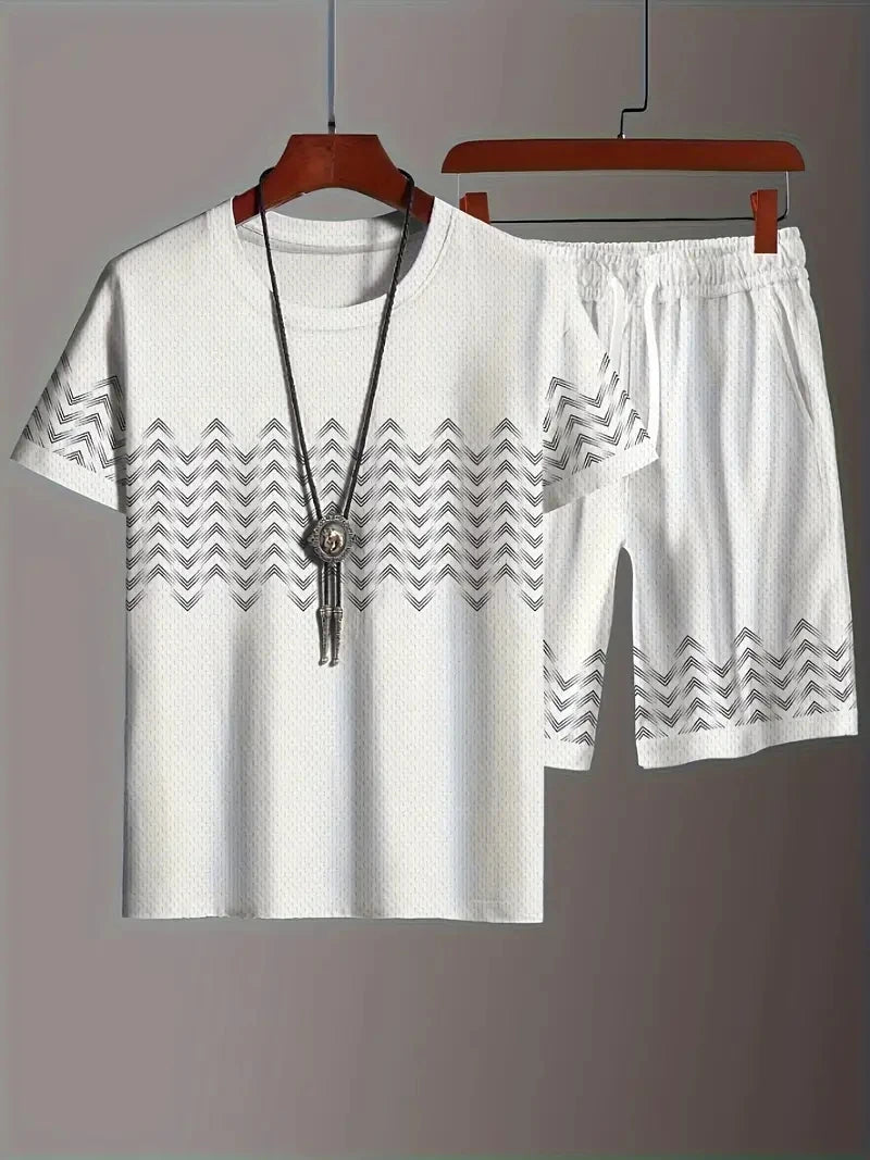 Men's Plaid Print Polo Shirt & Drawstring Shorts Summer Set – 3D Style 2-Piece