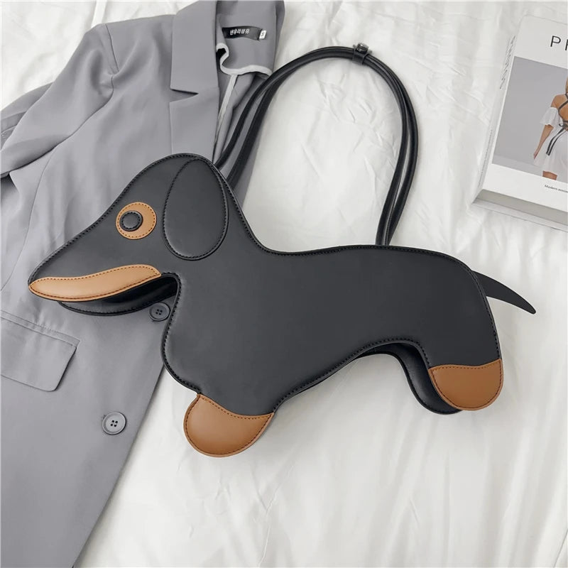 Sausage Dog Novelty TPU Tote Bag – Cute Doll Top Handle Shoulder Bag for Women