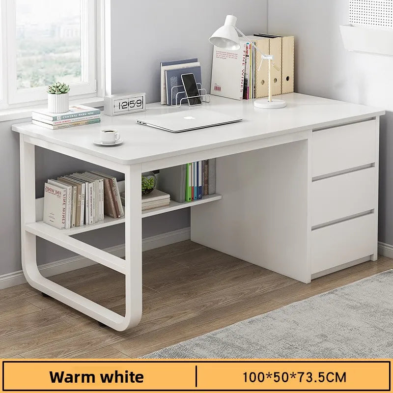 Modern Desk with Integrated Bookshelf — Student Writing Desk, Home Computer Desk & Bedroom Study Table