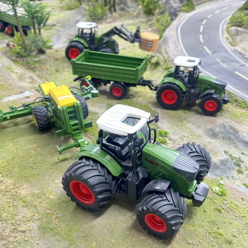 Large Scale Farm Tractor Toy Playset with Trailer & Accessories – DIY Farmer Transport Set