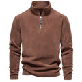 Men's Zip Neck Fleece Pullover Sweatshirt — Quarter-Zip Warm Layering Top