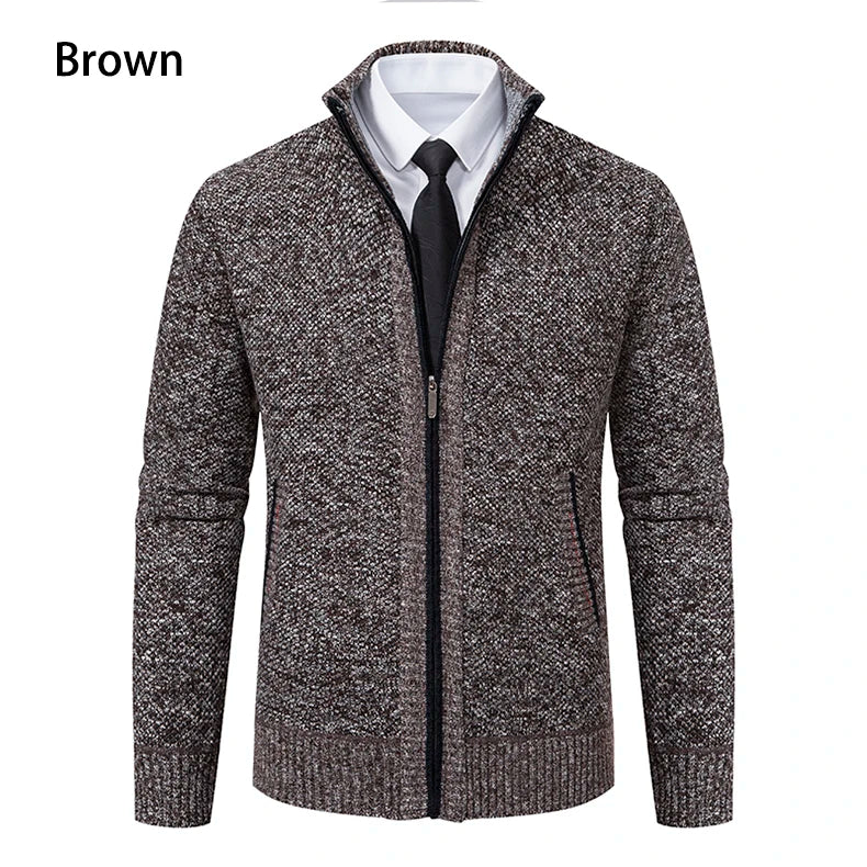 Men's Fleece Zip Cardigan Jacket — Warm Casual Layering Piece
