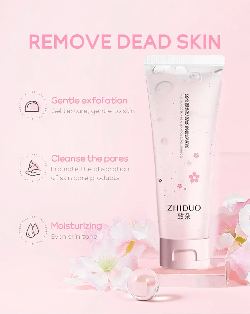FENYI Cherry Blossom Exfoliating Peeling Gel – Deep Cleansing Facial Scrub & Skin Brightener