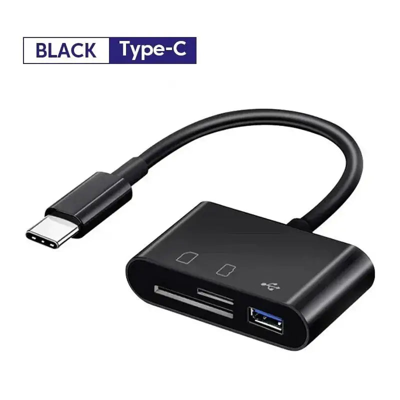 3-in-1 Lightning & USB-C SD/TF Card Reader Adapter – Camera Adapter for iPhone, iPad & USB Flash Drives