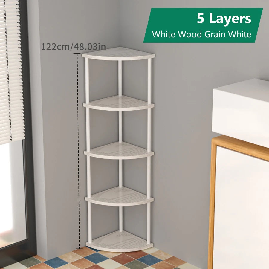 Metal Corner Wall Shelf — 3/4/5/6 Tier Plant Rack, Bookshelf & Living Room Storage