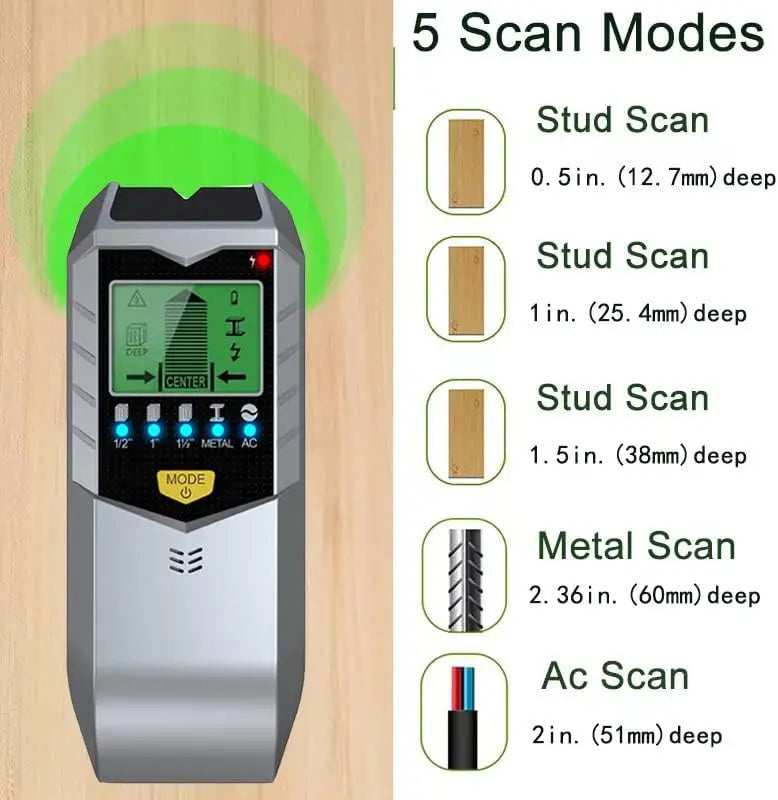 5-in-1 Electronic Wall Detector — Metal, Stud & Wood Finder