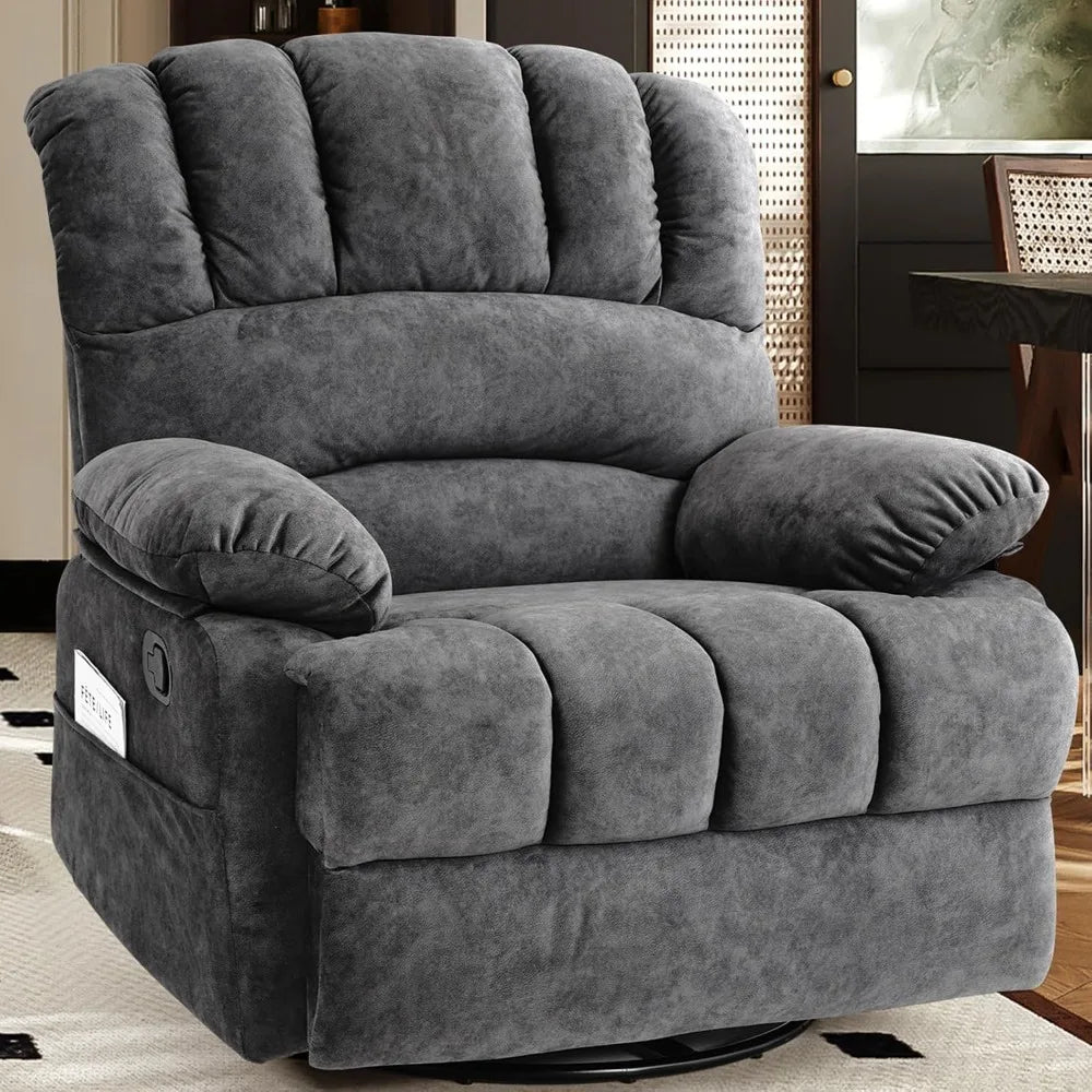Oversized Swivel Rocker Recliner with 33.5-Inch Seat