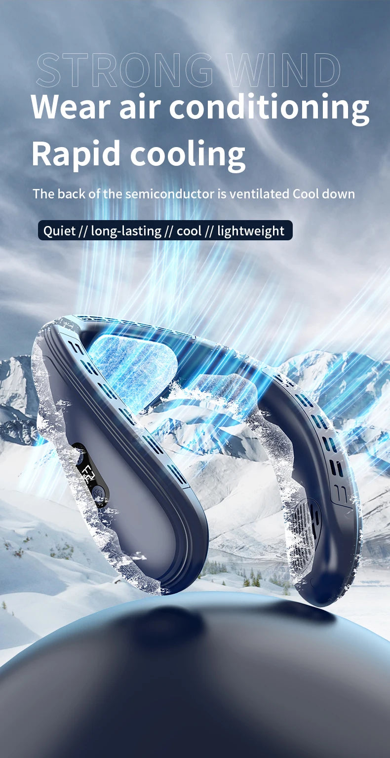 Portable Neck Air Conditioner — Rechargeable Semiconductor Bladeless Cooling Fan Wearable Cooler