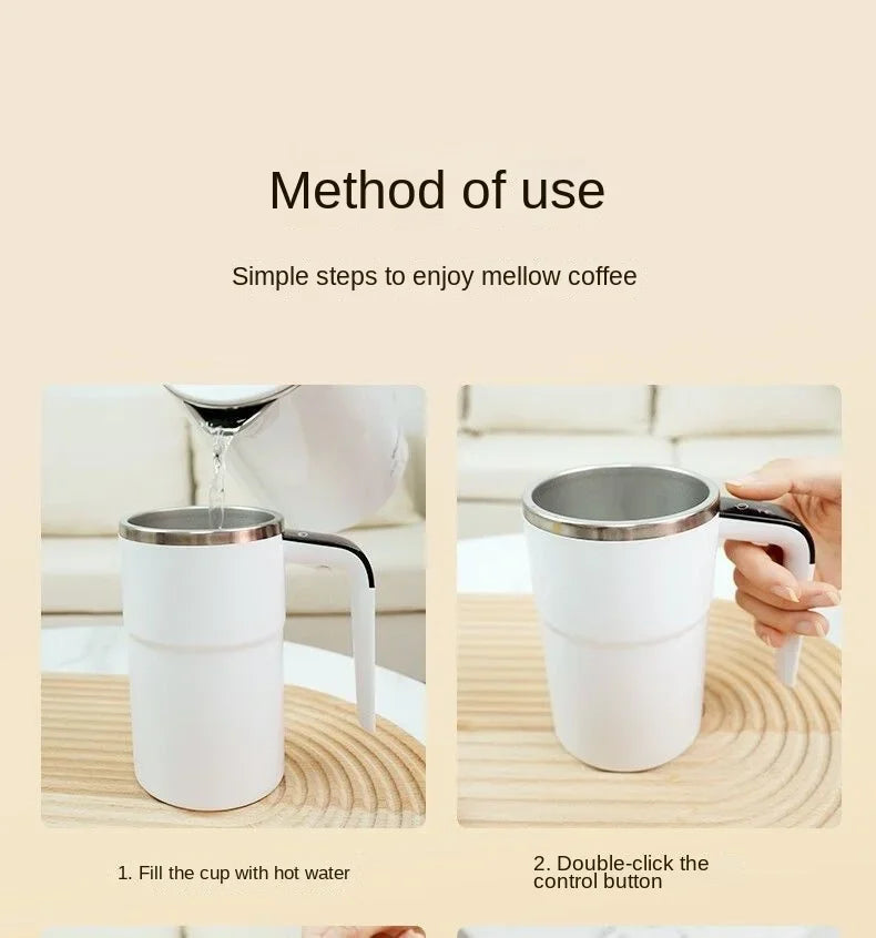 380ml Self-Stirring Electric Coffee Mug – IPX67 Waterproof, LCD Temp Display & USB-C Rechargeable Auto Mixing Cup