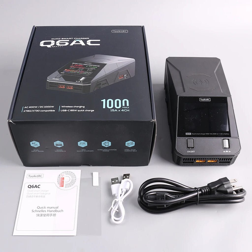 ToolkitRC Q6AC Multi-Chemistry Battery Charger — LiPo, LiFePO4, NiMH & Lead-Acid