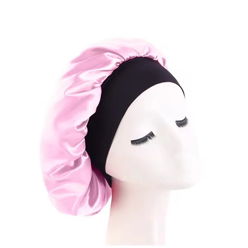 Satin Sleep Bonnet — Wide-Brim Hair Care Cap