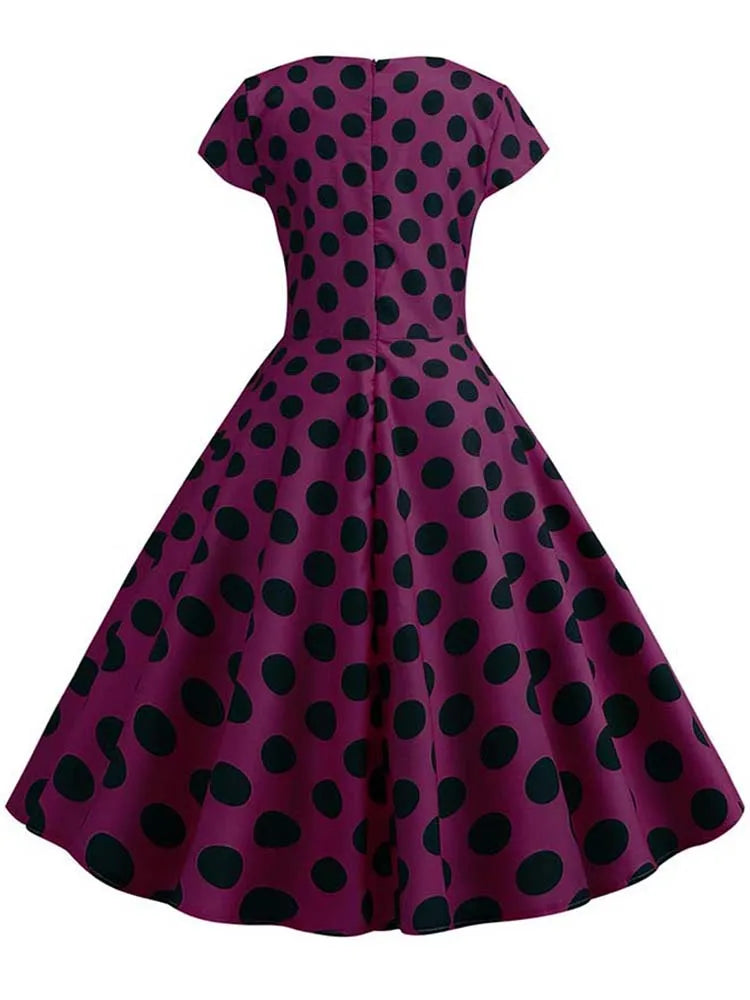 50s 60s Retro Music Note Print Swing Vintage Dress — Casual Party Rockabilly Dress