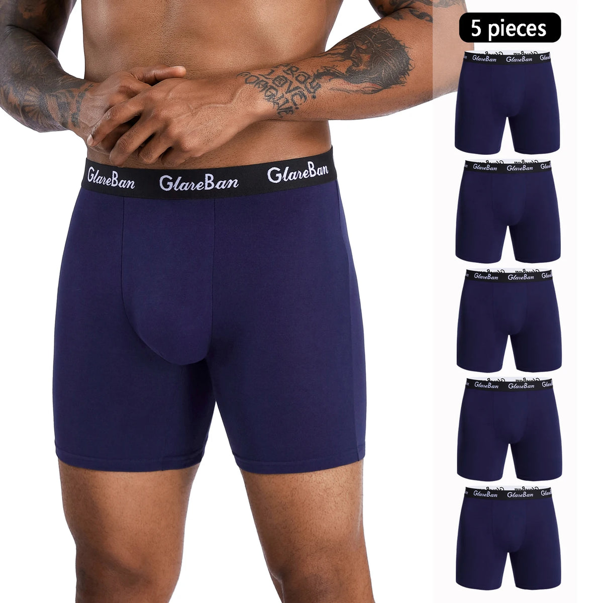 Men's Long-Leg Stretch Boxer Briefs, 5-Pack