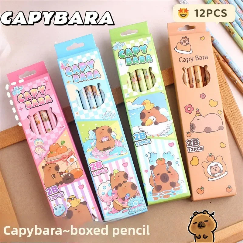 12-Piece Capybara Pencil & Eraser Set