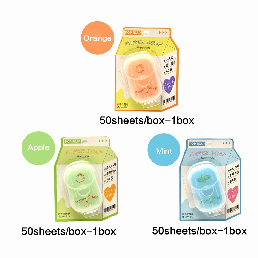 Portable Hand Soap Sheets for Travel – Dissolving Cleanser Wipes, Alcohol-Free, 50 Sheets/Box