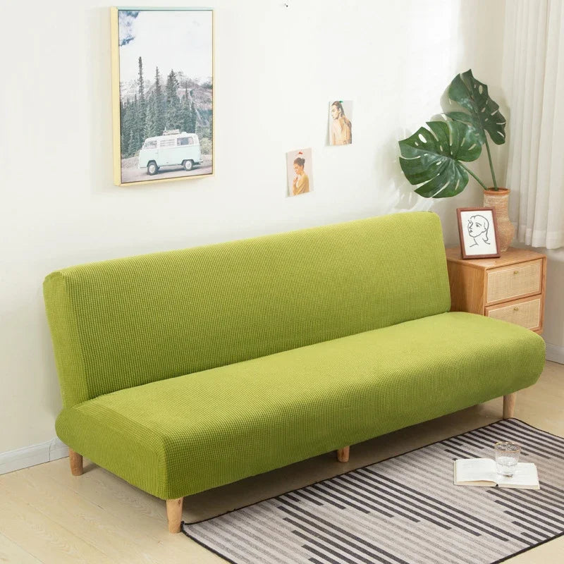Armless Futon Sofa Bed Cover – Polar Fleece Elastic Slipcover for Folding Furniture & Bench