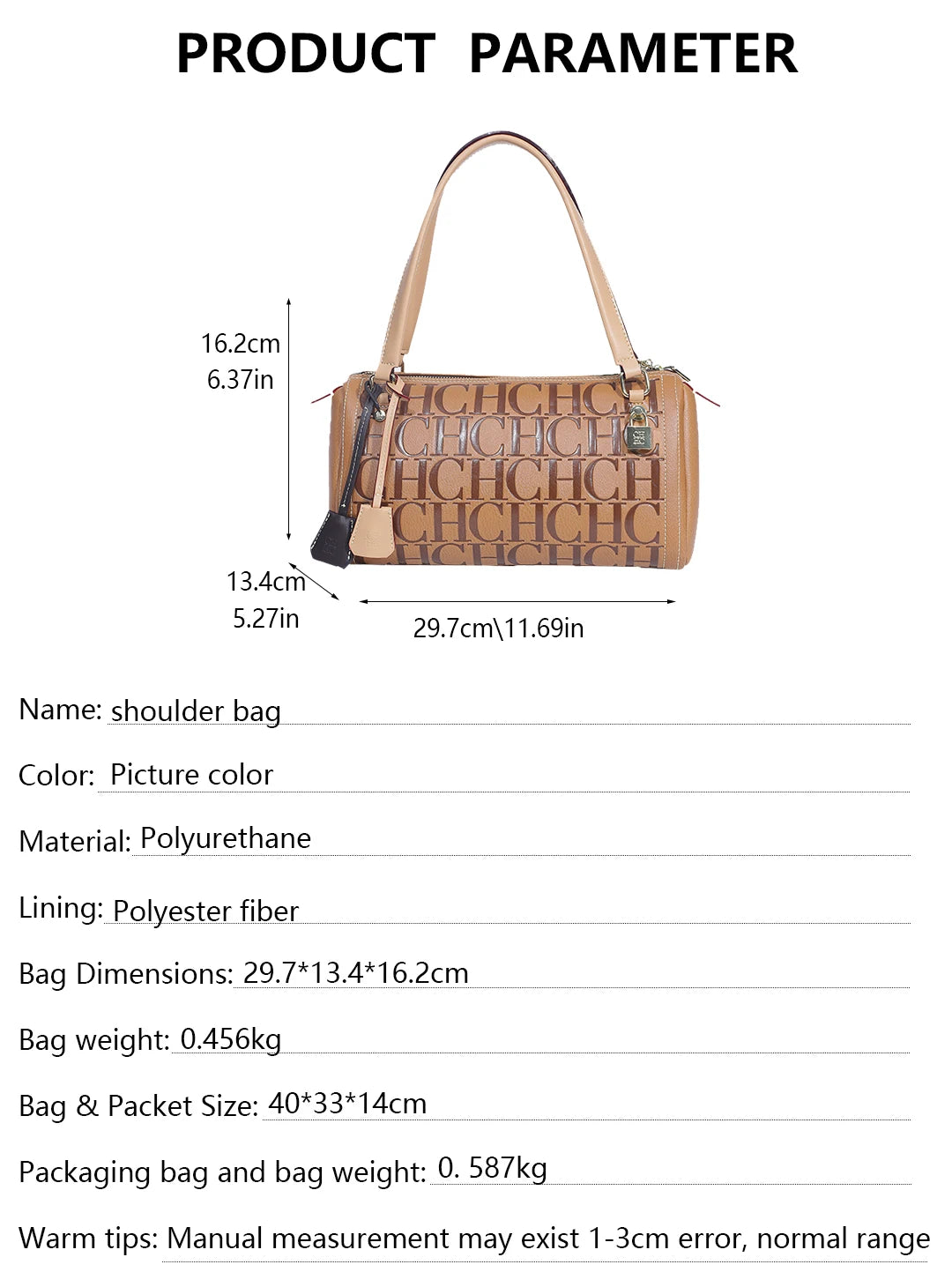 CH Niche Brand PU Bucket Bag – Large Capacity Letter Print Classic Handbag for Women 2026