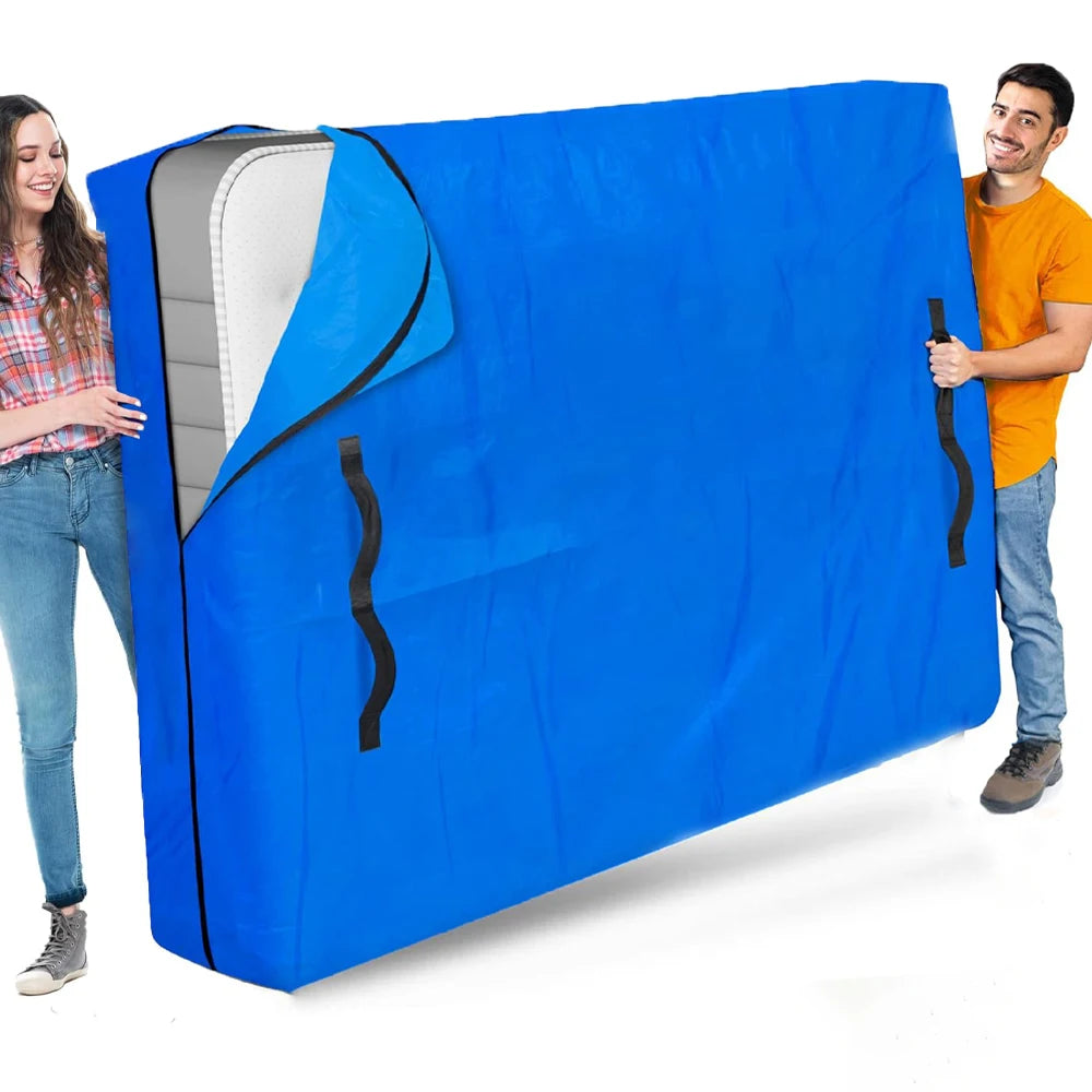 Heavy-Duty Mattress Bag for Moving & Storage – Reusable Tarp Cover with Easy Carrier