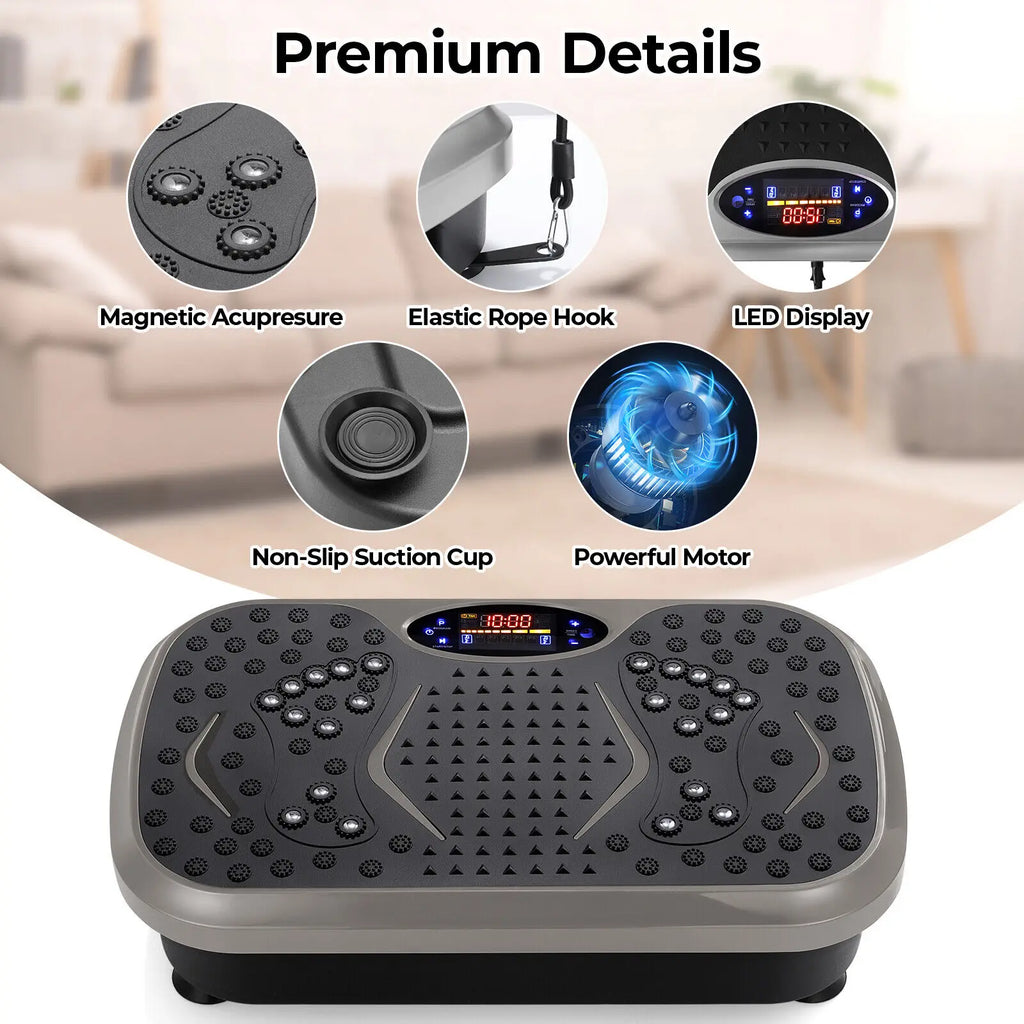 Vibration Plate Exercise Machine – Whole Body Workout Platform with Loop Bands for Home Training