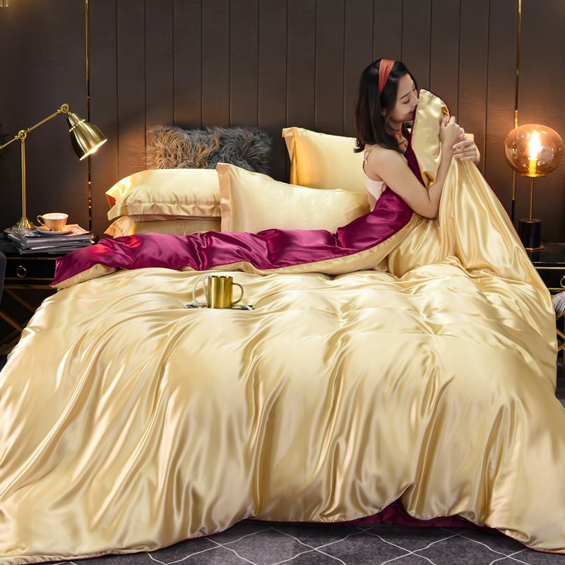 Pure 100% Silk Bedding Set – Luxury Soft Duvet Cover, Bed Sheet & Pillowcases, Twin to King