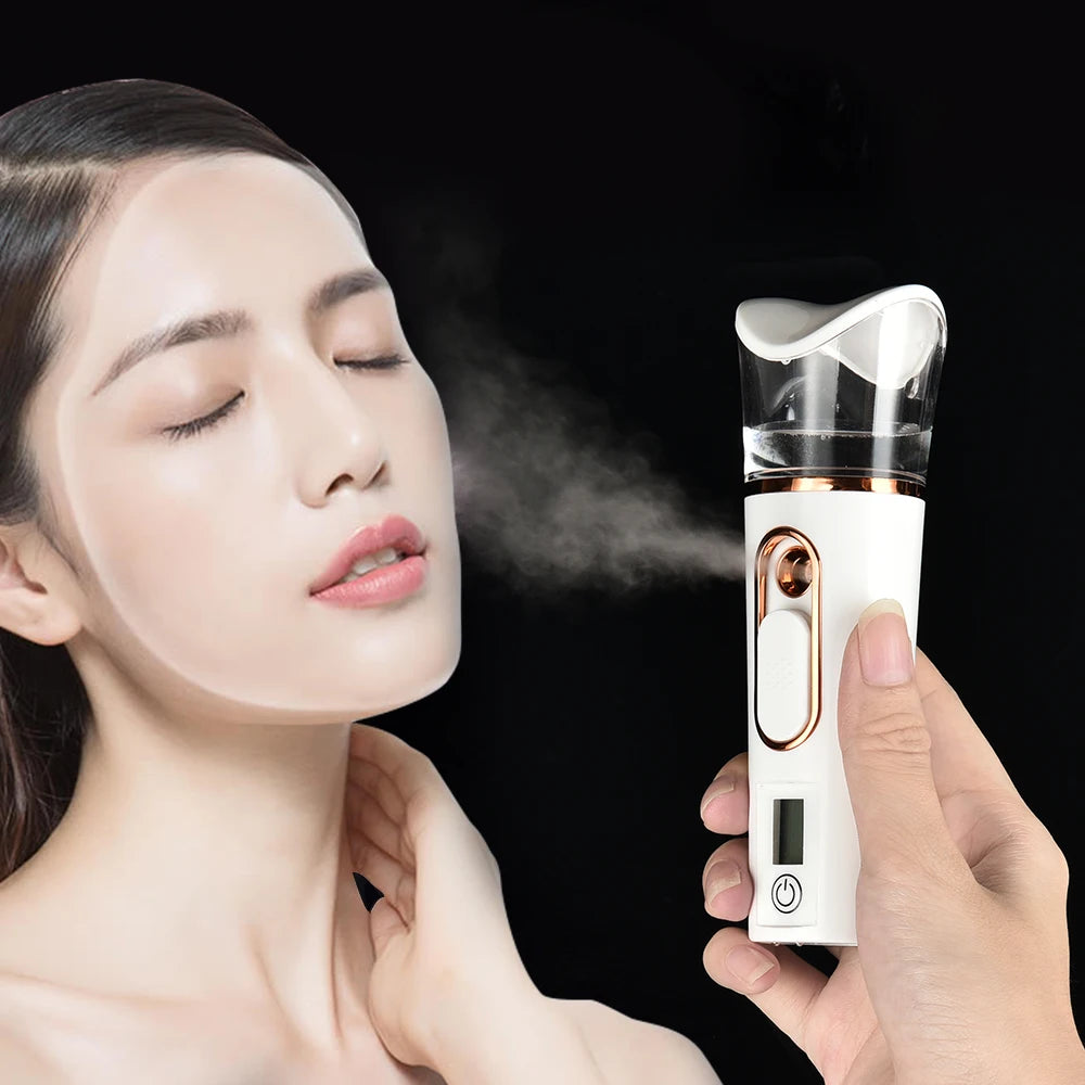 Handheld Nano Mist Facial Steamer – Portable Hydrating Humidifier with LED Display