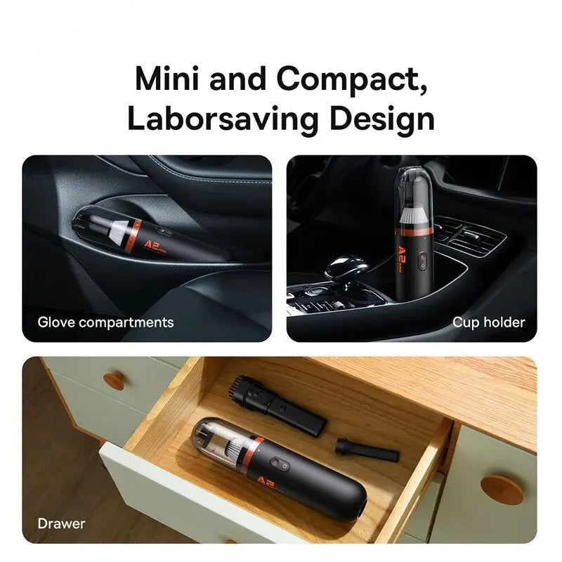 Baseus Mini Handheld Car Vacuum – 6000Pa Powerful Suction, Blow & Vacuum 2-in-1 for Car, Home & Office