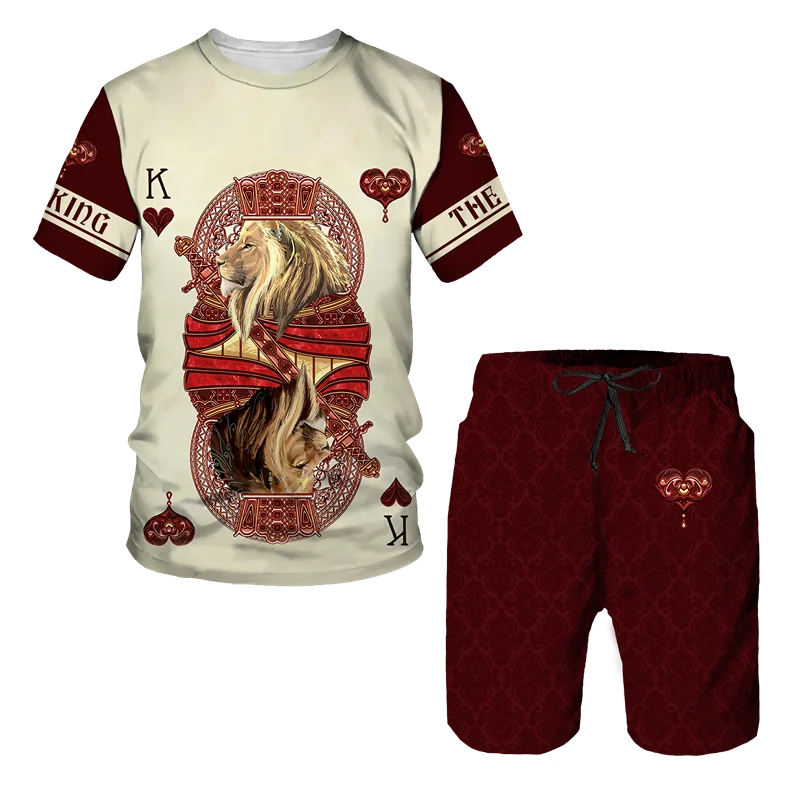 Men's 3D Tiger Print Short Sleeve T-Shirt & Shorts Set – Casual Sportswear
