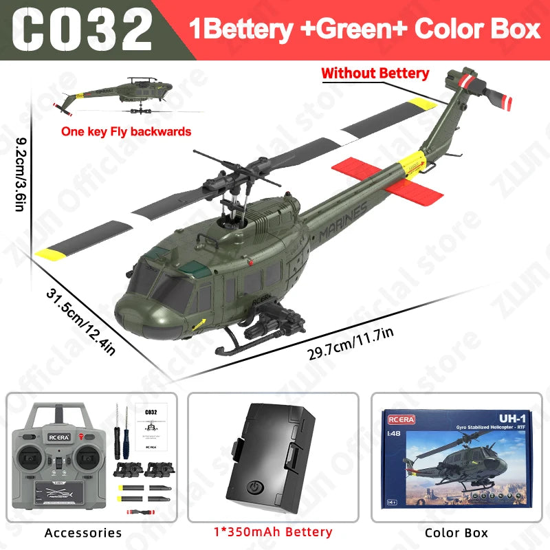 C032 RC Helicopter 2.4G 6-Axis Brushless – Altitude Hold & Optical Flow Remote Control