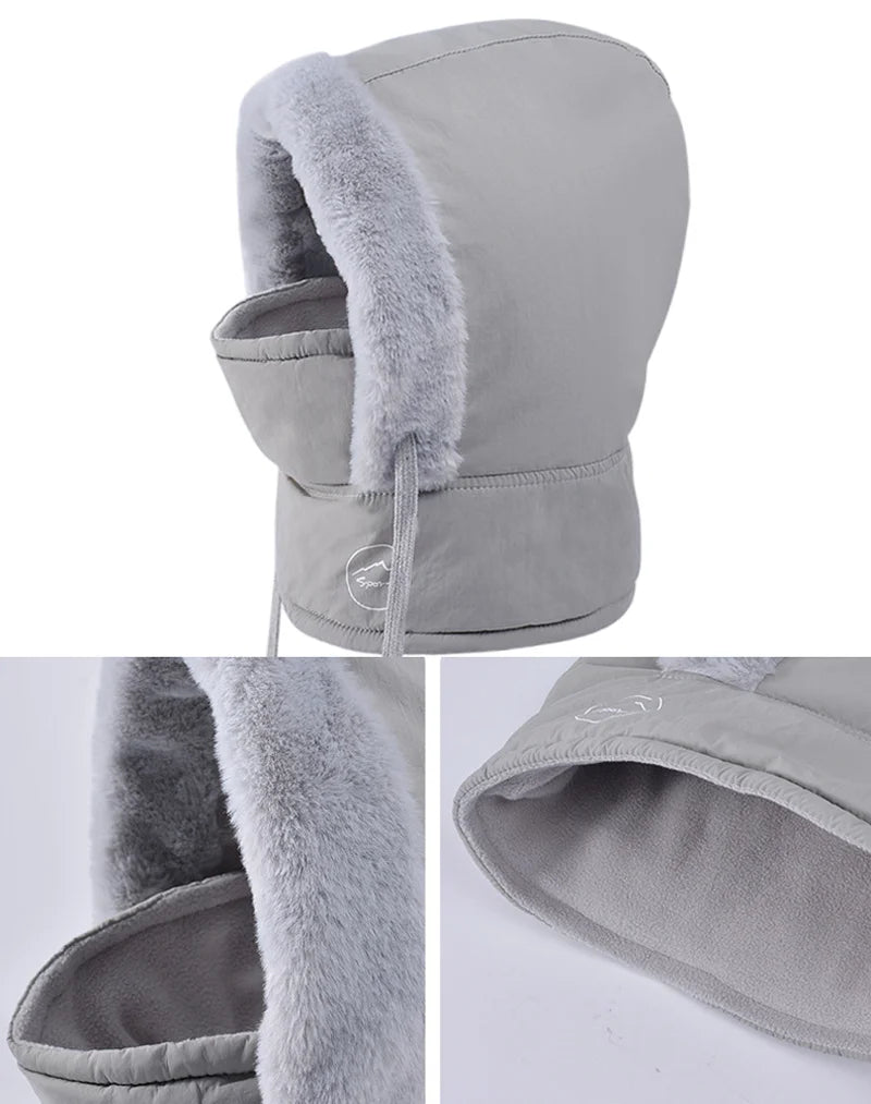 Plush Winter Balaclava Hood with Face and Neck Cover