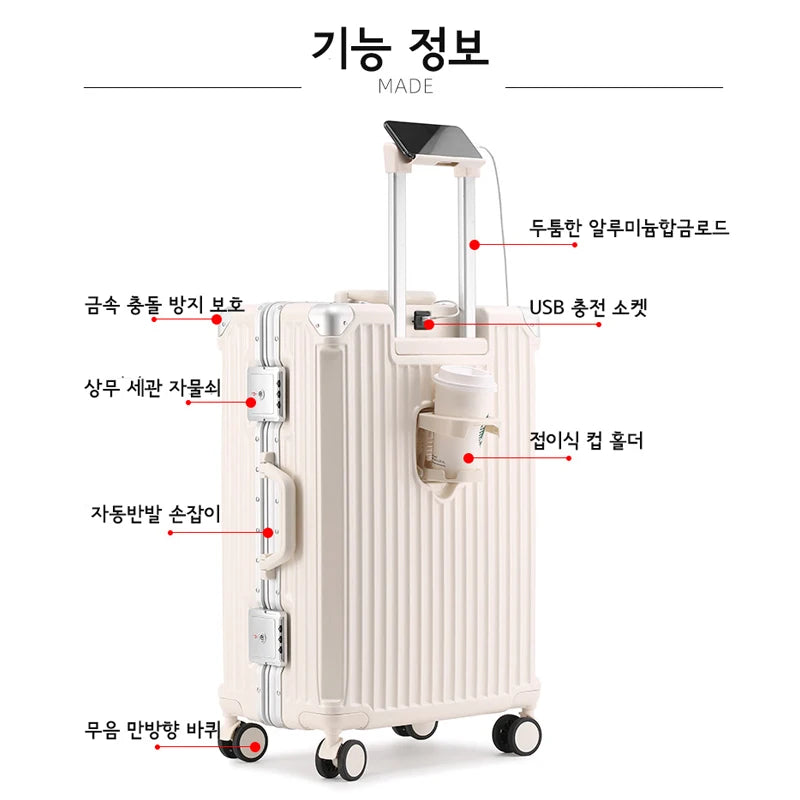 Sushimu PC-ABS Suitcase – Aluminum Frame & TSA Lock