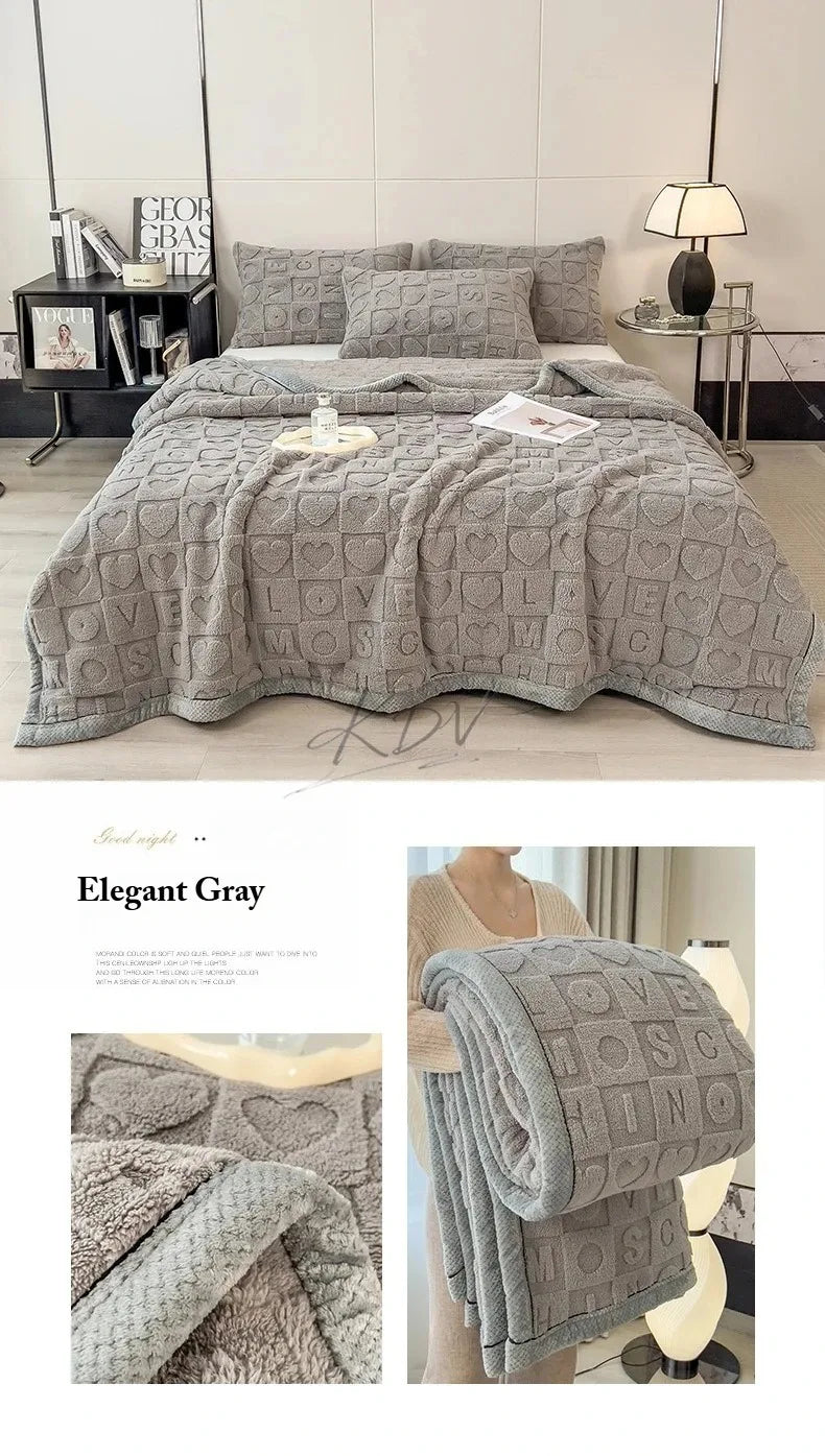 Heart Pattern Fleece Blanket – Cozy Throw & Bedding Sets