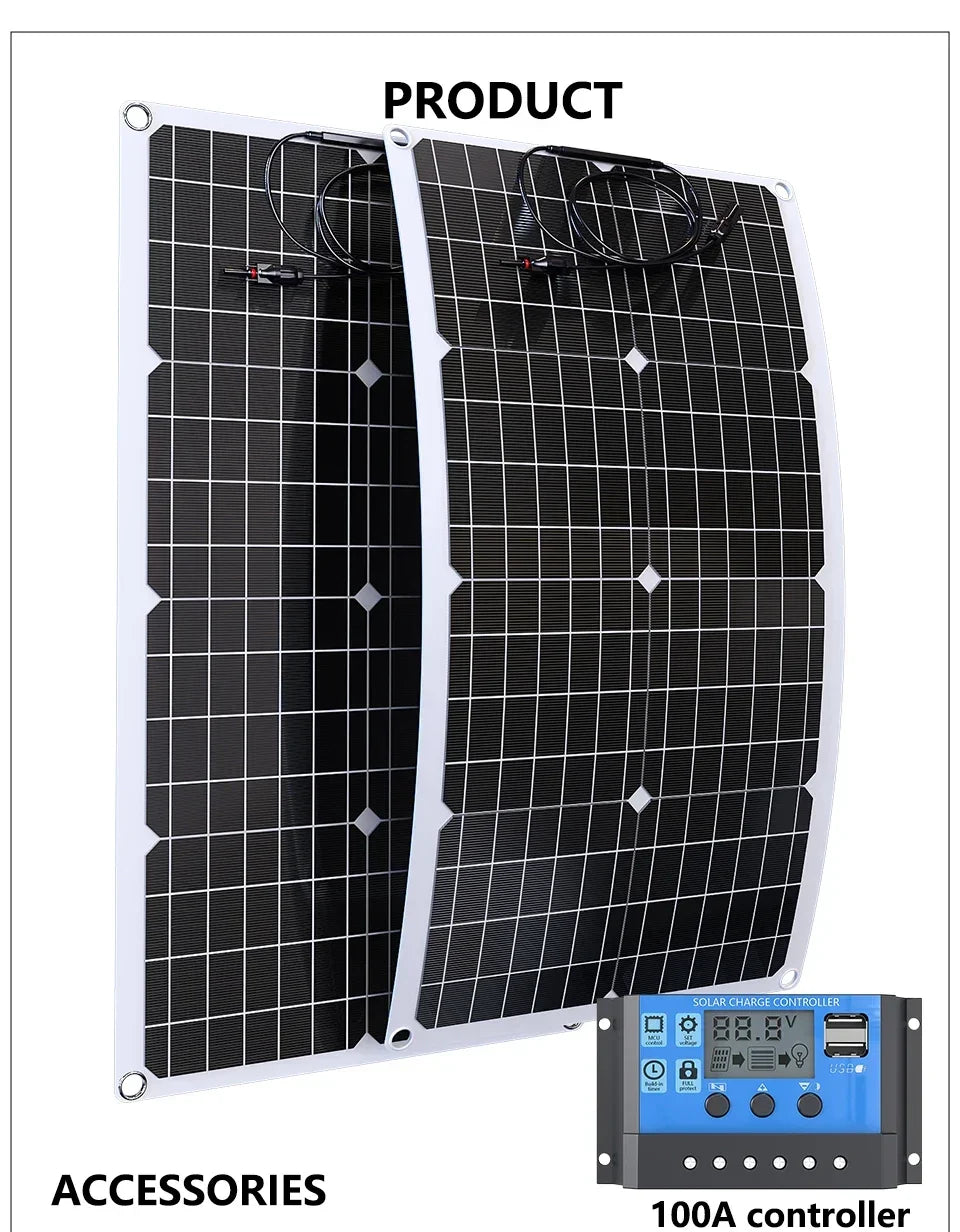 4000W Solar Panel Kit – 12V to 110V/220V with 6000W Inverter & 12V Battery Charging for Home, RV & Emergency