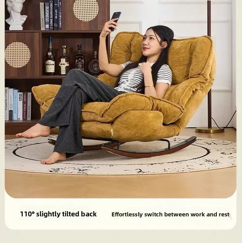 Adjustable Folding Rocking Chair with Cushioned Seat