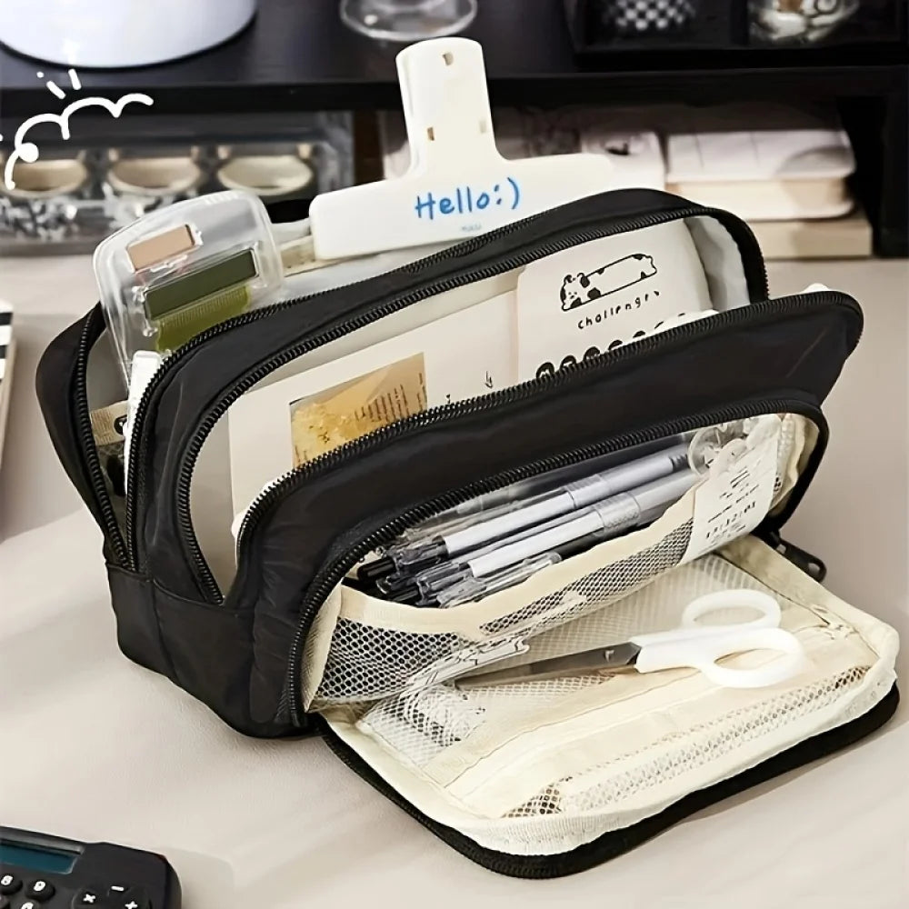 Large Capacity Pencil Case – Handheld Pen Bag & Cosmetic Pouch for School, Office & Travel