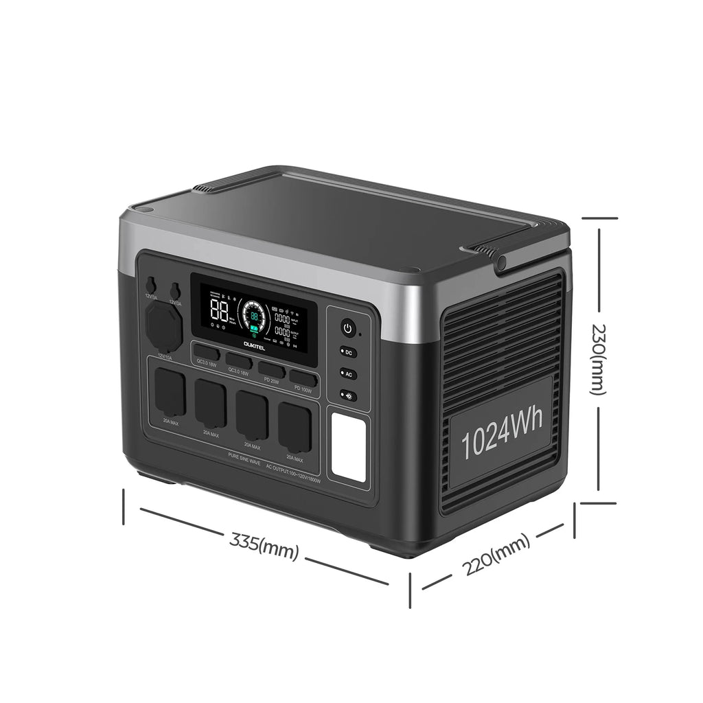 OUKITEL P1000 PLUS Portable Power Station — 1800W 1024Wh LiFePO4 Solar Generator with App Control