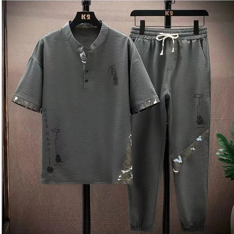 Men's Cotton Shirt & Trousers 2-Piece Set – High Quality Summer Fashion Suit M–4XL